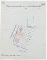1896-100 Kaart met aanduiding van de eventueel van de heer K.L.E. van Heerde te kopen grond, voor het bouwen van een ...