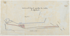 1896-134 Calque op linnen van de contrarails langs de spoorlijn ten zuiden der Rijnhaven.