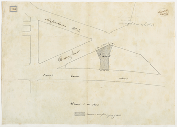 1896-136 Calque op linnen van aangevraagde grond aan de Oranjeboomstraat.