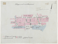1896-153 Calque op linnen van een te leggen riool in de Hoogstraat.