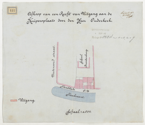 1896-157 Calque op linnen van de afkoop van een recht van uitgang aan de Kuipersplaats door de heer Ouderkerk.