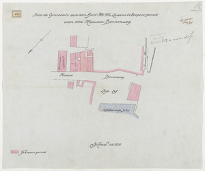 1896-162 Calque op linnen van situatie van door de gemeente van de heer M.M. Lourens te kopen grond aan de Nieuwe Binnenweg.