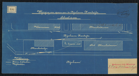 1896-191 Tekening van de wijziging van sporen aan de Rijnhaven noordzijde.
