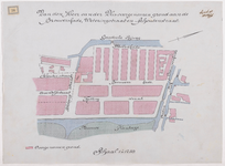 1896-20 Calque op linnen van de van de heer Van der Vlis overgenomen grond aan de Brouwerskade, Weteringstraat en ...