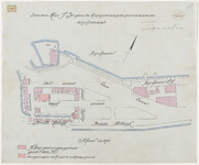 1896-207 Calque op linnen van door de heer J. Stigter te koop gevraagde grond aan de Atjehstraat (in het rood aangegeven).