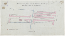 1896-220 Calque op linnen van de overname van grond aan de Nieuwe Binnenweg van de heer H.A. Schram.