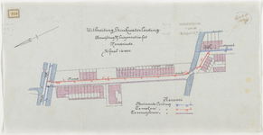 1896-240 Calque op linnen van de verwijding van het buizennet der drinkwaterleiding in het Noordeinde.