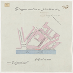 1896-261 Kaart met aanduiding van een te leggen riool in de Schiekade Oostzijde. Calque op linnen.
