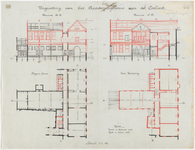 1896-272 Calque op linnen van de vergroting van het Academiegebouw aan de Coolvest.