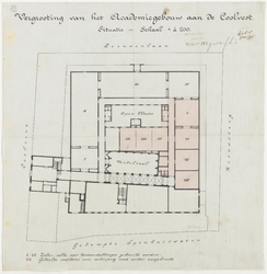 1896-273 Calque op linnen van de vergroting van het Academiegebouw aan de Coolvest.