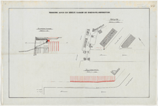 1896-288 Tekening van de voorziening achter een gedeelte kademuur bij de noordoostzijde van de Binnenhaven, met ...