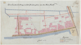 1896-72 Calque op linnen van de drinkwaterleiding in het stratenplan van de heer ,,Haak .