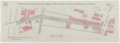 1897-16 Calque op linnen van de ophoging van een gedeelte van de Nieuwe Binnenweg en aanleg van bestrating met trottoirs.