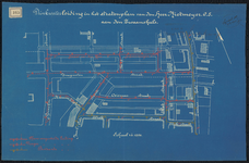 1897-165 Tekening van de drinkwaterleiding in het stratenplan van de heer Rietmeijer c.s. aan de Zwaanshals.
