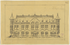1897-166 Calque met schets van een gebouw voor de Badische Actien Gesellschaft für Rheinschiffahrt und Seetransport, ...