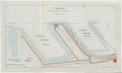 1897-2 Calque op linnen van de kolenlijn aan de 1e en 2e Katendrechtsche haven met voorlopig plan van de sporenaanleg.