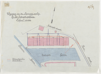 1897-248 Kaart met aanduiding van de wijziging van de spoorwegaanleg bij het Entrepotpakhuis. Calque op linnen.