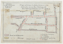 1897-251 Calque op linnen van te leggen gasleiding en te plaatsen lantaarns in het stratenplan van de heer Rietmeijer c.s.
