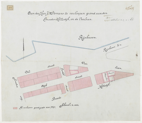1897-277 Kaart met aanduiding van aan de heer J.M. Bomans te verkopen grond aan de Brede Hilledijk en de Veerlaan. ...
