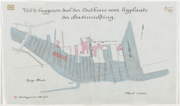 1897-278 Kaart met aanduiding van een uit te baggeren deel van de Oostkous voor ligplaats van de Badinrichting. Calque ...