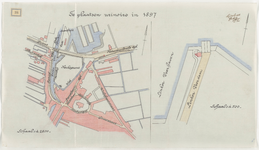 1897-28 Twee kaarten met aanduiding van te plaatsen urinoirs in 1897 bij de Linker Veerlaan en de Katendrechtsedijk en ...