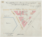 1897-283 Kaart met aanduiding van door de heren Uijterlinden en Bouman te koop gevraagde grond aan de Hillestraat en de ...