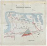 1897-305 Kaart met aanduiding van het te verhuren terrein aan de Machinefabriek ,,Katendrecht . Calque op linnen.