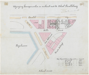 1897-326 Kaart met aanduiding van de wijziging van bouwpercelen in verband met de school aan de Parallelweg. Calque op ...