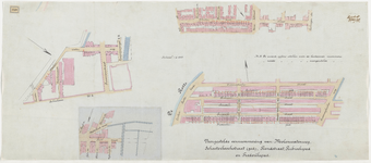 1897-330 Calque op linnen van de voorgestelde vernummering van Molenwaterweg, Schooterboschstraet (ged.), Tiendstraat, ...