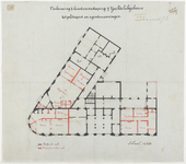 1897-339 Ontwerptekening van de verbouwing van het Jachtclub gebouw tot politiepost en agentenwoningen, met ...