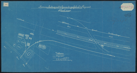 1897-366 Kaart met aanduiding van de spooraansluiting met de Gemeente gasfabriek te Feijenoord.