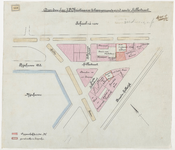 1897-369 Calque op linnen van door de heer J.P. Christiaanse te koop gevraagde grond aan de Hillestraat.