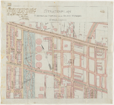 1897-64 Calque op linnen van het stratenplan tussen de Oudendijk en de Groene Wetering.