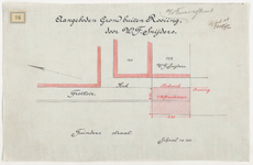 1897-76 Calque op linnen van de aangeboden grond buiten rooiing aan de Tuindersstraat, door W.F. Snijders.