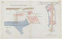 1897-79 Calque op linnen van de ruiling van grond aan de Oost Zeedijk tussen de Gemeente en de hr. Van Sillevoldt.