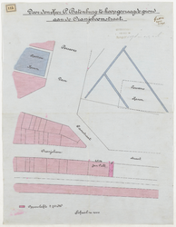 1898-115 Plattegrond van door de heer P. Batenburg te koop gevraagde grond aan de Oranjeboomstraat.