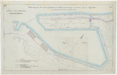 1898-125 Plattegrond van de uitbreiding van het elektrisch kabelnet in verband met de bouw van loodsen aan de Rijnhaven.