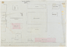 1898-142-1 Plattegrond met een gebouw voor de keuringsdienst bij het openbaar slachthuis. Blad 1
