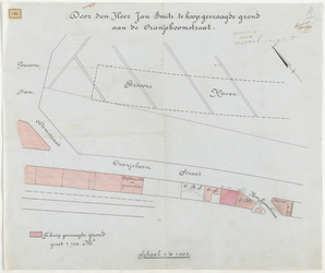 1898-165 Plattegrond van door de heer Jan Smits te koop gevraagde grond aan de Oranjeboomstraat.