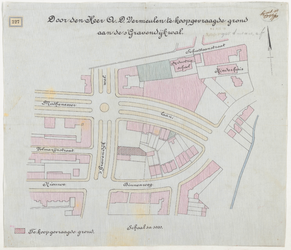 1898-227 Plattegrond met door de heer A.D. Vermeulen te koop gevraagde grond aan de 's Gravendijkwal.
