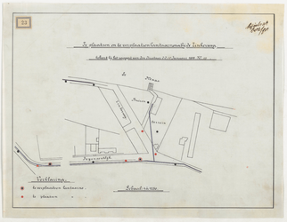 1898-23 Calque op linnen van te plaatsen en te verplaatsen lantaarns nabij de Zinkerweg.
