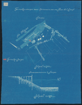 1898-285 Tekening (blauwdruk) van een te maken steiger.