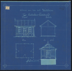1898-3 Tekening van een ontwerp van drie stuks wachthuizen voor het veer Rotterdam-Katendrecht.