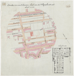 1898-303 Een calque op linnen van de situatie van een te bouwen school aan de Eerste Pijnackerstraat.