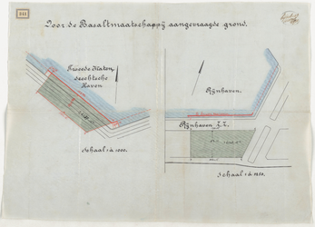 1898-341 Een calque op linnen van de door de Basaltmaatschappij aangevraagde grond aan de Tweede Katendrechtschehaven ...