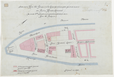 1898-347 Een calque op linnen van door A. Perquin te koop gevraagde grond aan de Prins Hendrikstraat tussen de Maaskade ...