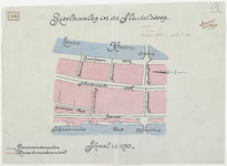 1898-356 Calque op linnen van rioolaanleg in de Sleutelsteeg tussen de Leuvehaven en de Schiedamsche Vest.