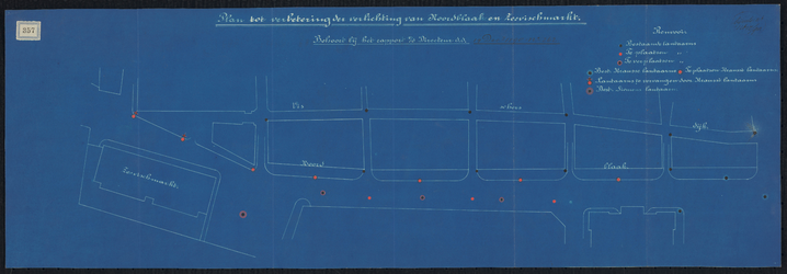 1898-357 Blauwdruk voor de verbetering van de verlichting van de Noordblaak en de Zeevischmarkt.