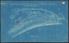 1898-368 Blauwdruk van een tekening van een gedeeltelijk gemeenschappelijk stationsemplacement Rotterdam - Maas op het ...