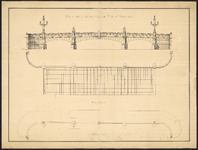 1898-370 Gesteendrukte constructietekening van de Regentessebrug over de Wijnhaven tegenover de Posthoornsteeg.